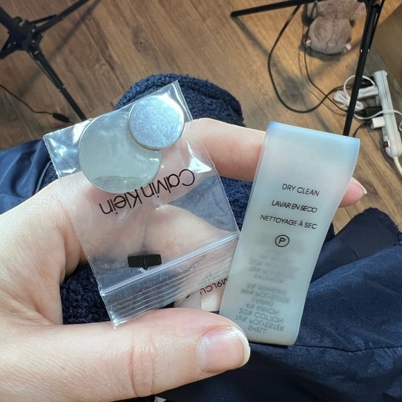 Calvin Klein Navy Tweed Blazer Jacket - Picture 8 of 8